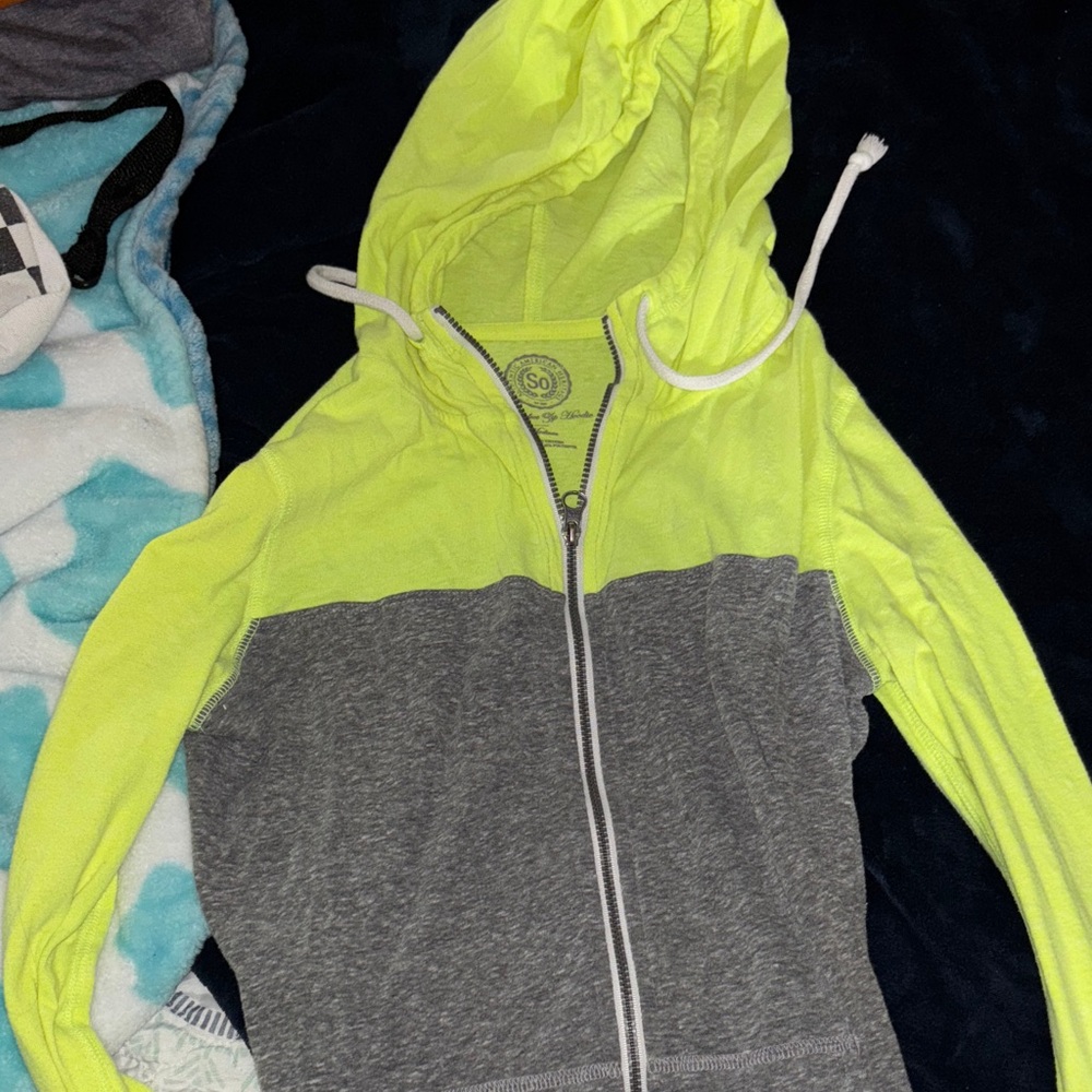 Bright Yellow and Gray Hoodie Jacket